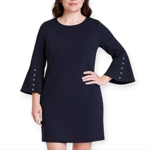Tommy Hilfiger Navy Blue  Bell Sleeve Elegant Dress Office Church Wear Size 16